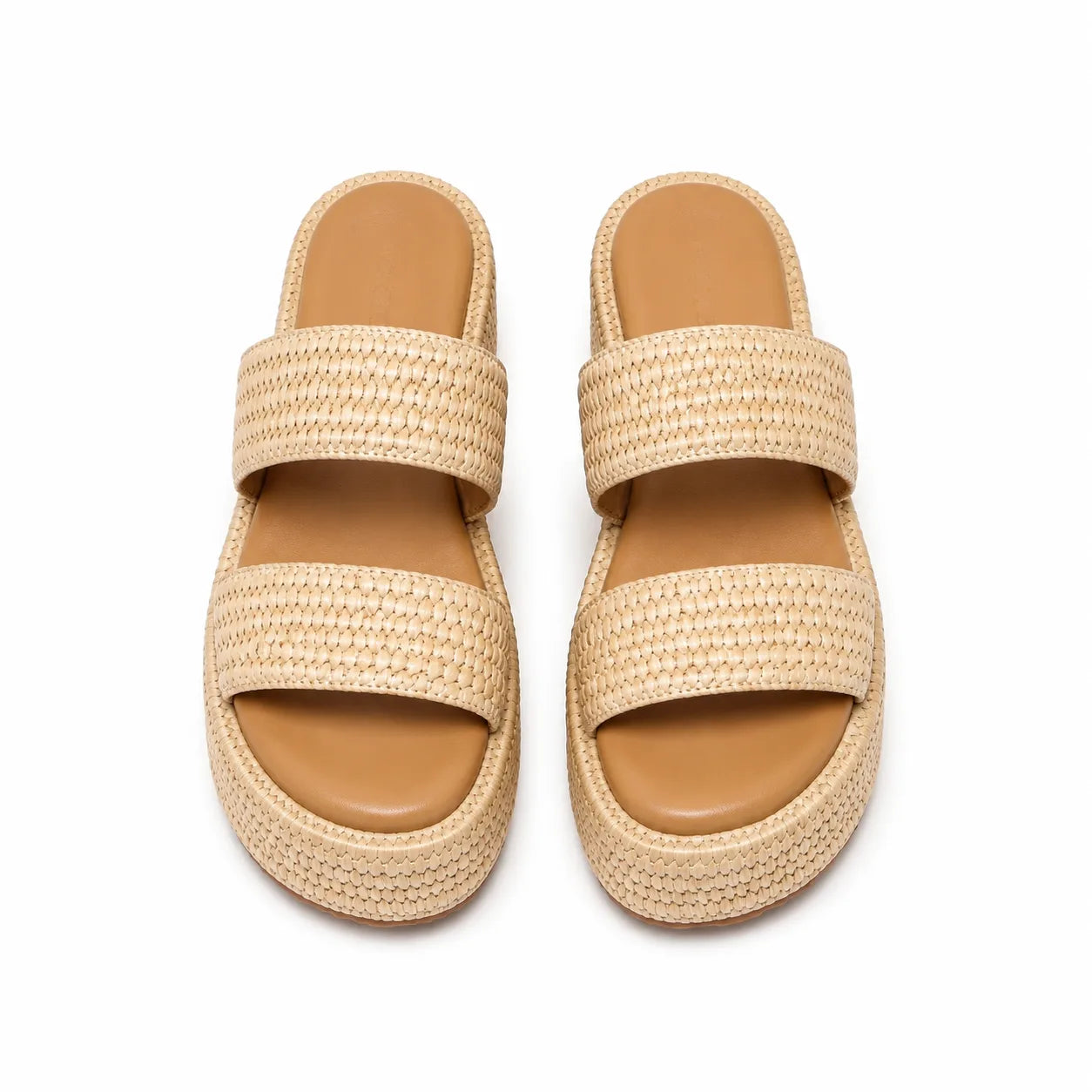 Rich Brown Halki Raffia Multi-Strap Slides top view