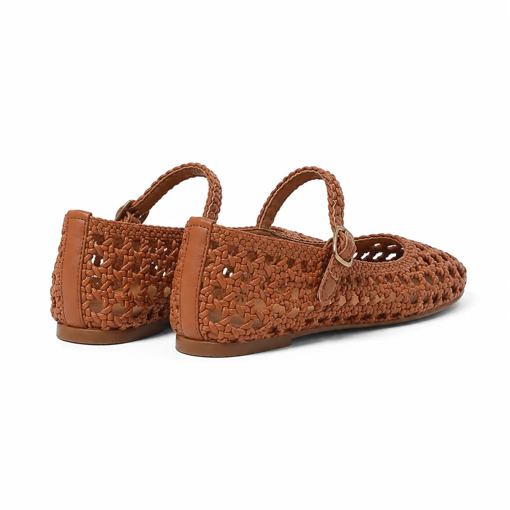 Rich Brown Gala Buckle Flats heel detail