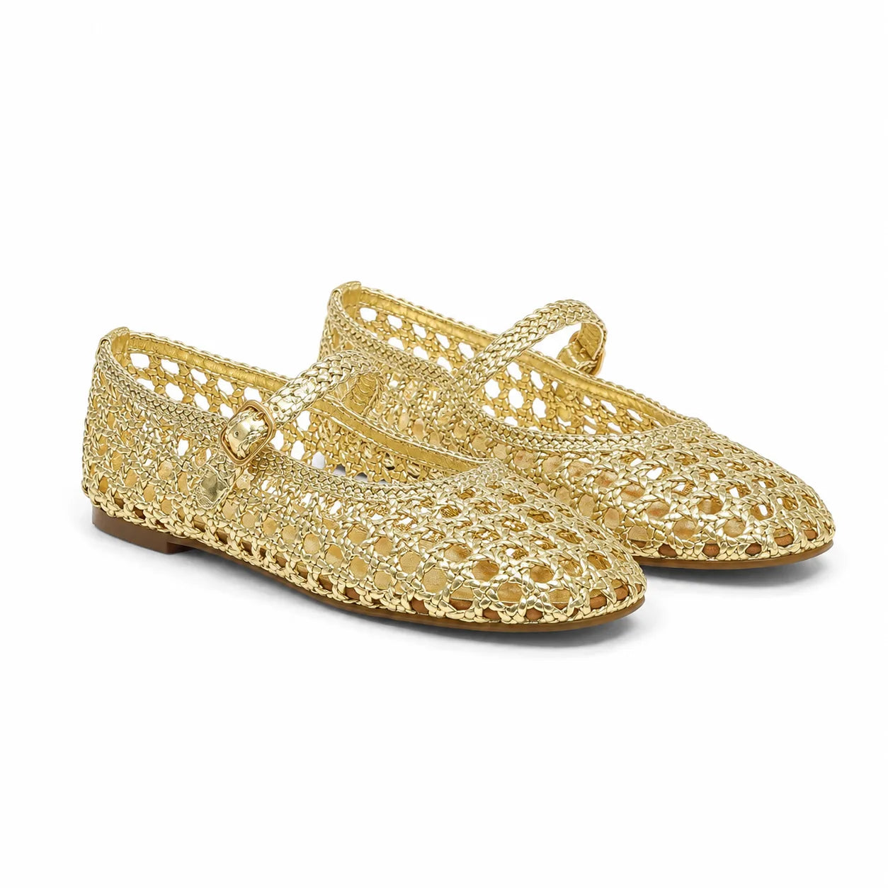 Warm Gold Gala Buckle Flats