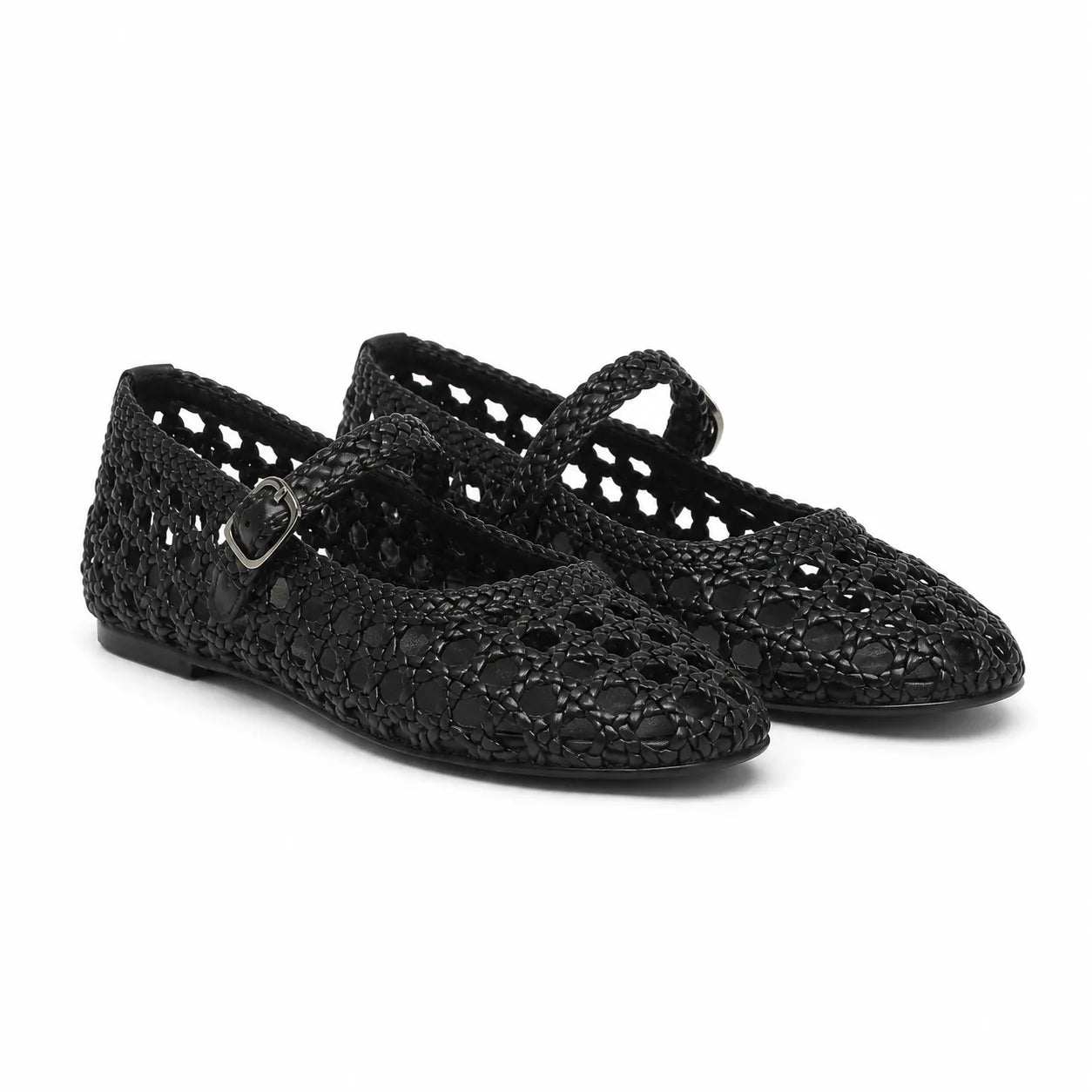 Deep Black Gala Buckle Flats