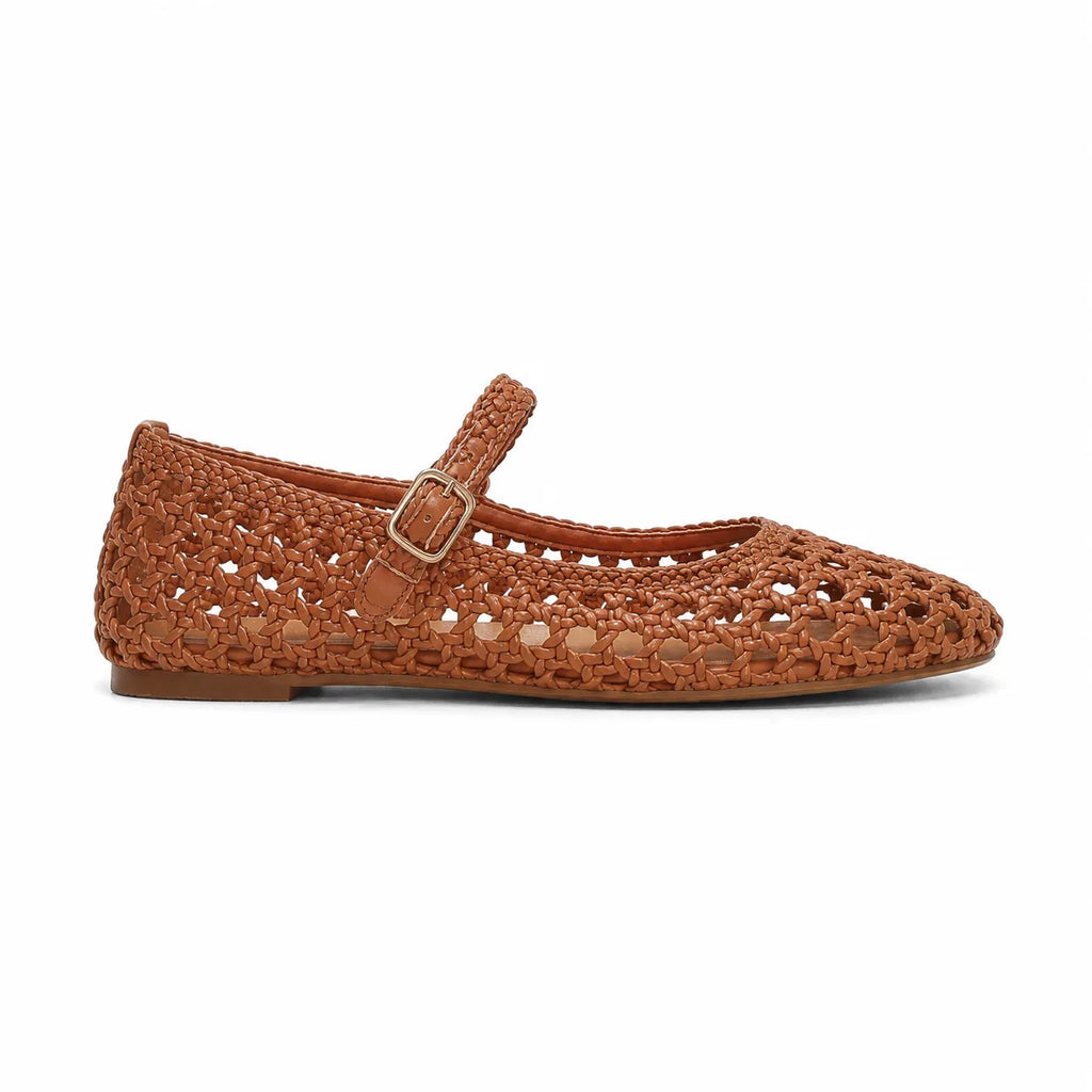 Rich Brown Gala Buckle Flats side view