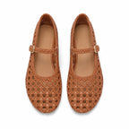 Rich Brown Gala Buckle Flats top view