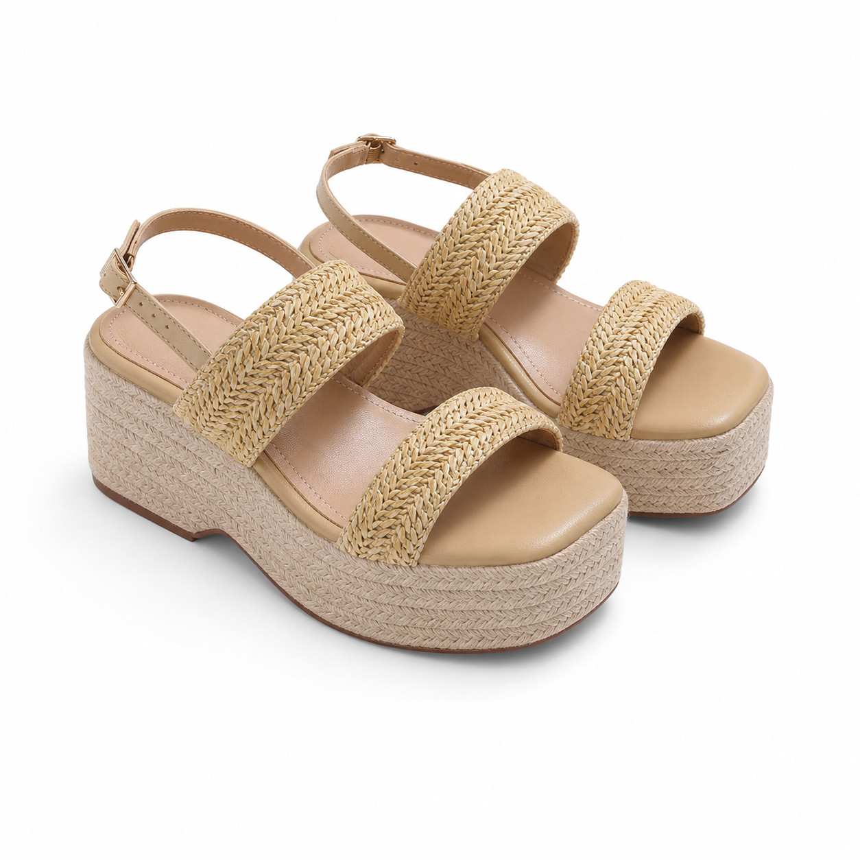 Soft Apricot Zante Buckle Raffia Sandals