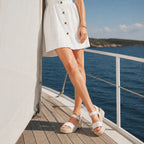 Cream Ivory Lia Buckle Multi-Strap Sandals lifestyle scene
