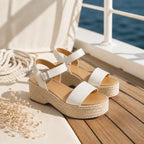 Cream Ivory Lia Buckle Multi-Strap Sandals styled scene