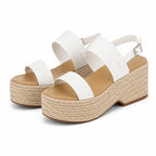 Cream Ivory Lia Buckle Multi-Strap Sandals top view