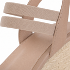 Warm Beige Ilaria Leather Wedge Sandals close-up detail