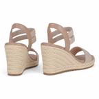 Warm Beige Ilaria Leather Wedge Sandals heel detail