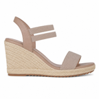 Warm Beige Ilaria Leather Wedge Sandals side view
