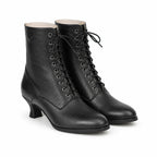 Deep Black Mirella Leather Block-Heel Boots