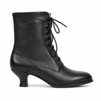 Deep Black Mirella Leather Block-Heel Boots side view