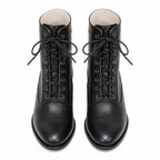 Deep Black Mirella Leather Block-Heel Boots top view