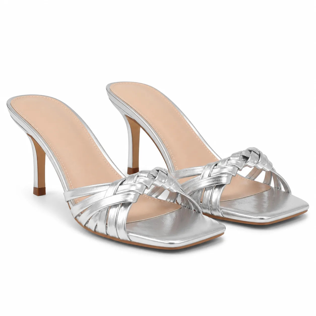 Soft Silver Tiziana Leather Thin-Heel Sandals