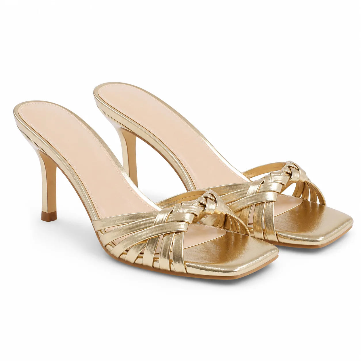Warm Gold Tiziana Leather Thin-Heel Sandals