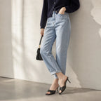 Deep Black Tiziana Leather Thin-Heel Sandals lifestyle scene