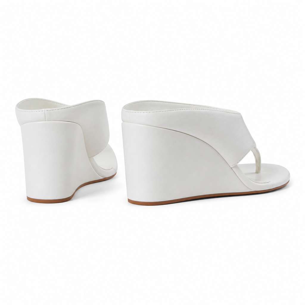 Cream Ivory Carlotta Leather Wedge Thong Sandals heel detail