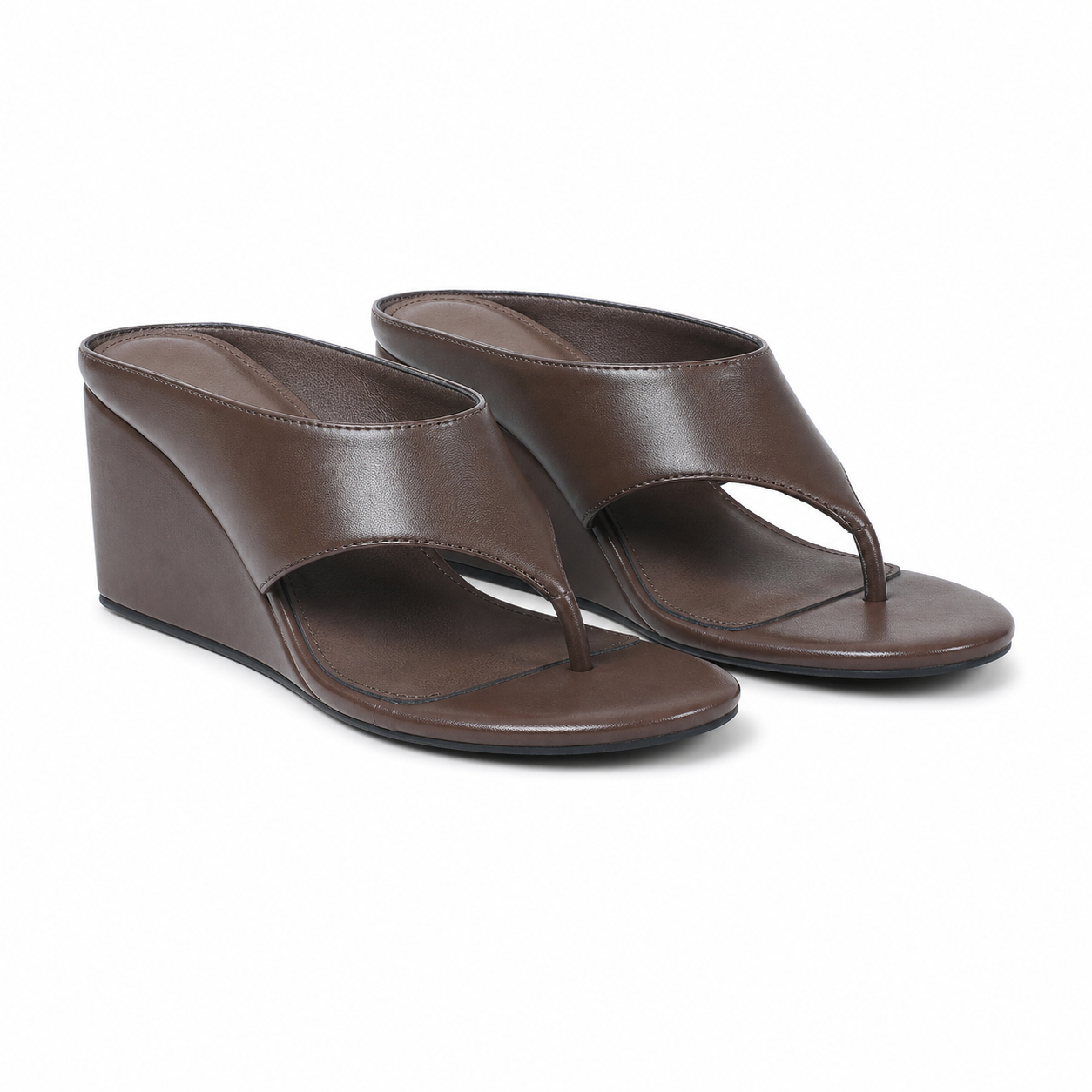 Rich Chocolate Carlotta Leather Wedge Thong Sandals