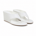 Cream Ivory Carlotta Leather Wedge Thong Sandals