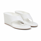 Cream Ivory Carlotta Leather Wedge Thong Sandals