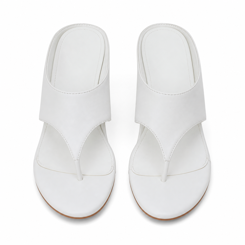 Cream Ivory Carlotta Leather Wedge Thong Sandals top view