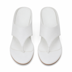 Cream Ivory Carlotta Leather Wedge Thong Sandals top view