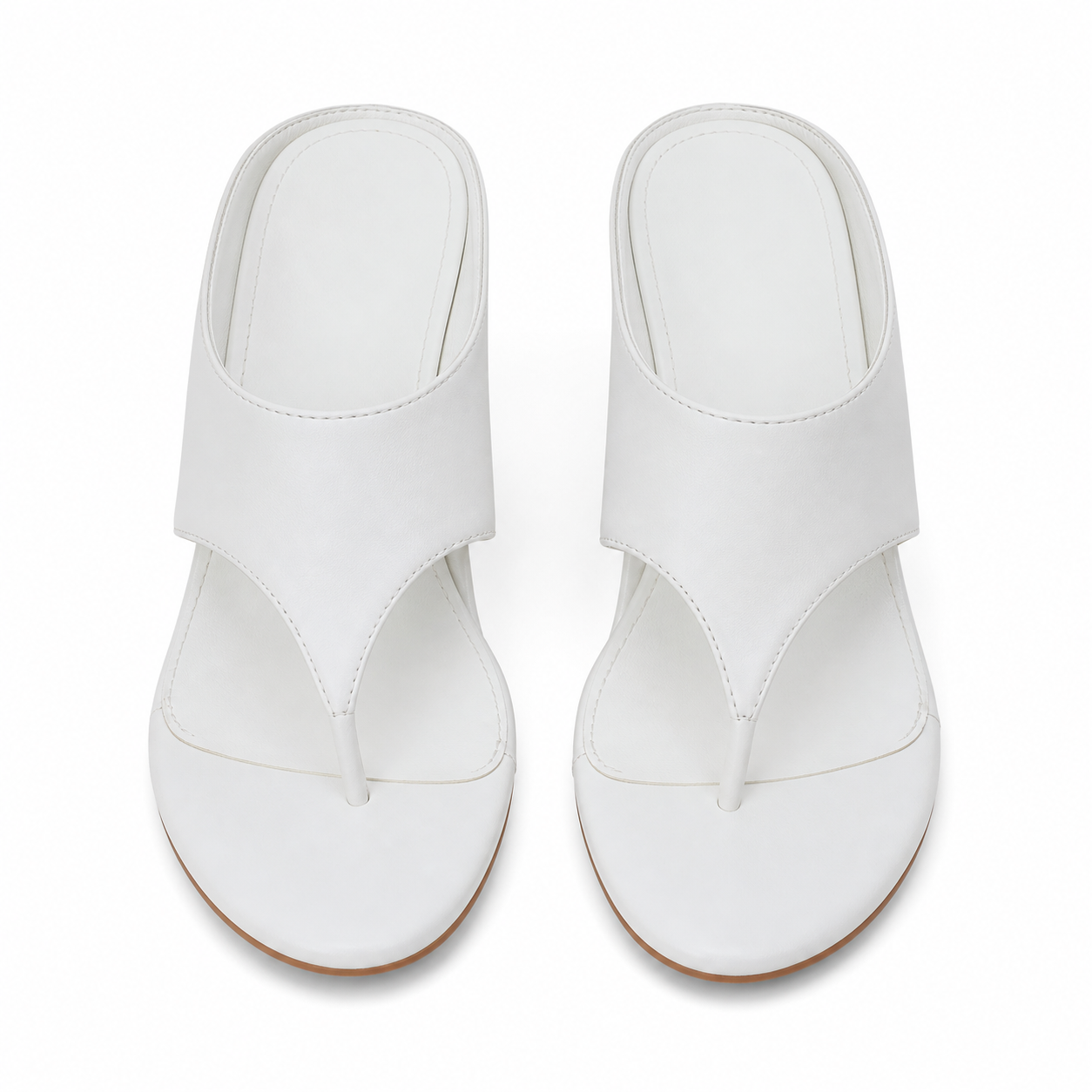 Cream Ivory Carlotta Leather Wedge Thong Sandals top view