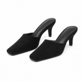 Black Suede Lucilla Suede Thin-Heel Mules