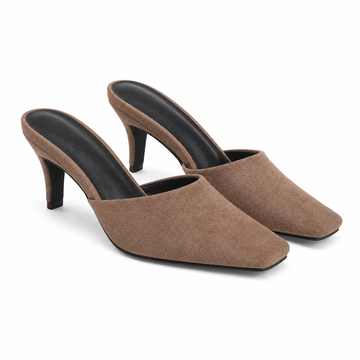 Chocolate Suede Lucilla Suede Thin-Heel Mules