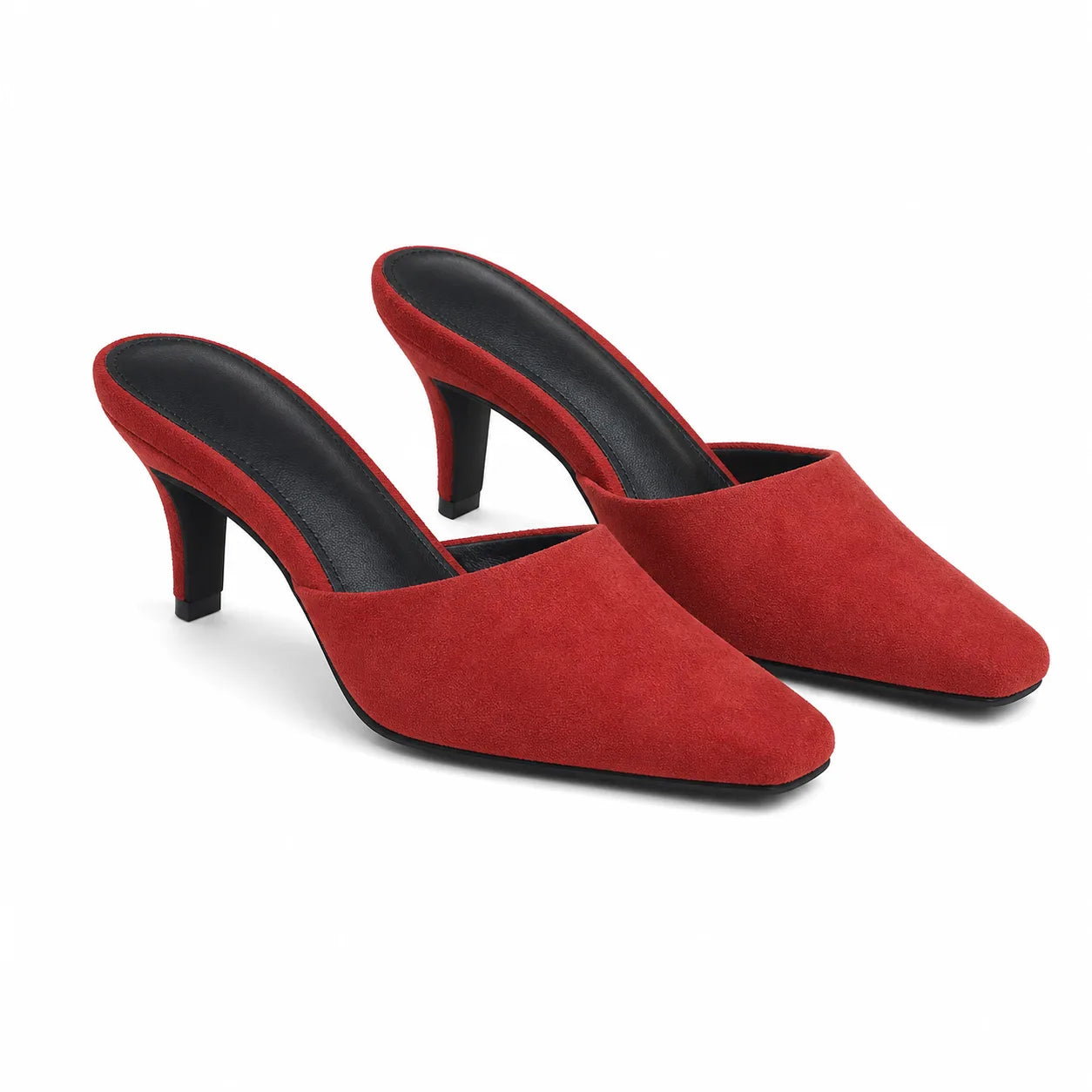 Red Suede Lucilla Suede Thin-Heel Mules