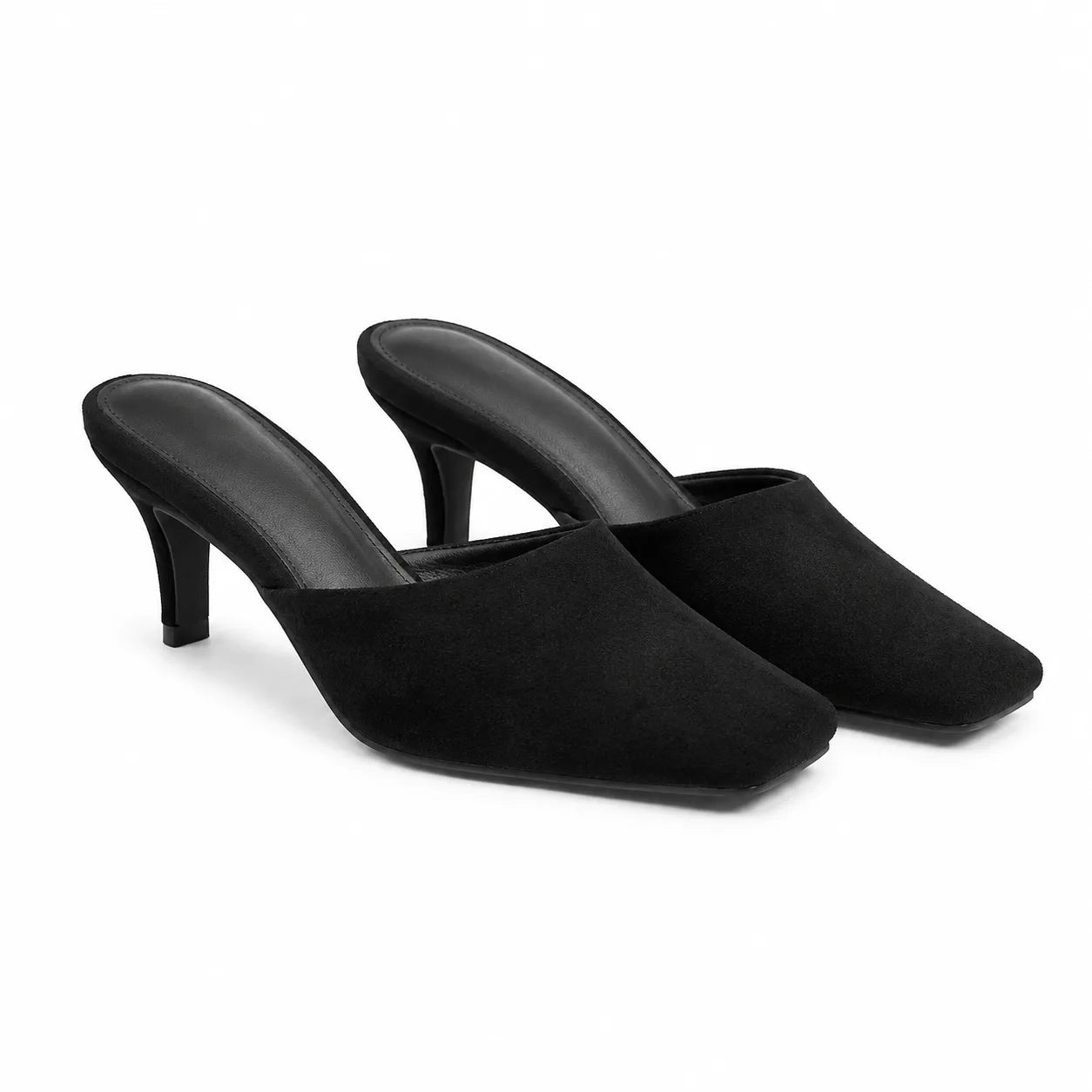Black Suede Lucilla Suede Thin-Heel Mules