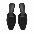 Black Suede Lucilla Suede Thin-Heel Mules top view