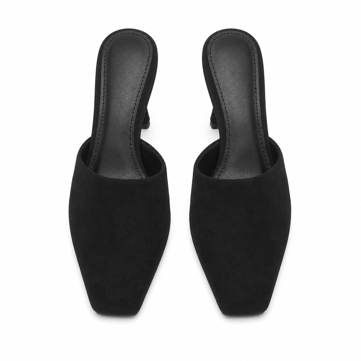 Black Suede Lucilla Suede Thin-Heel Mules top view