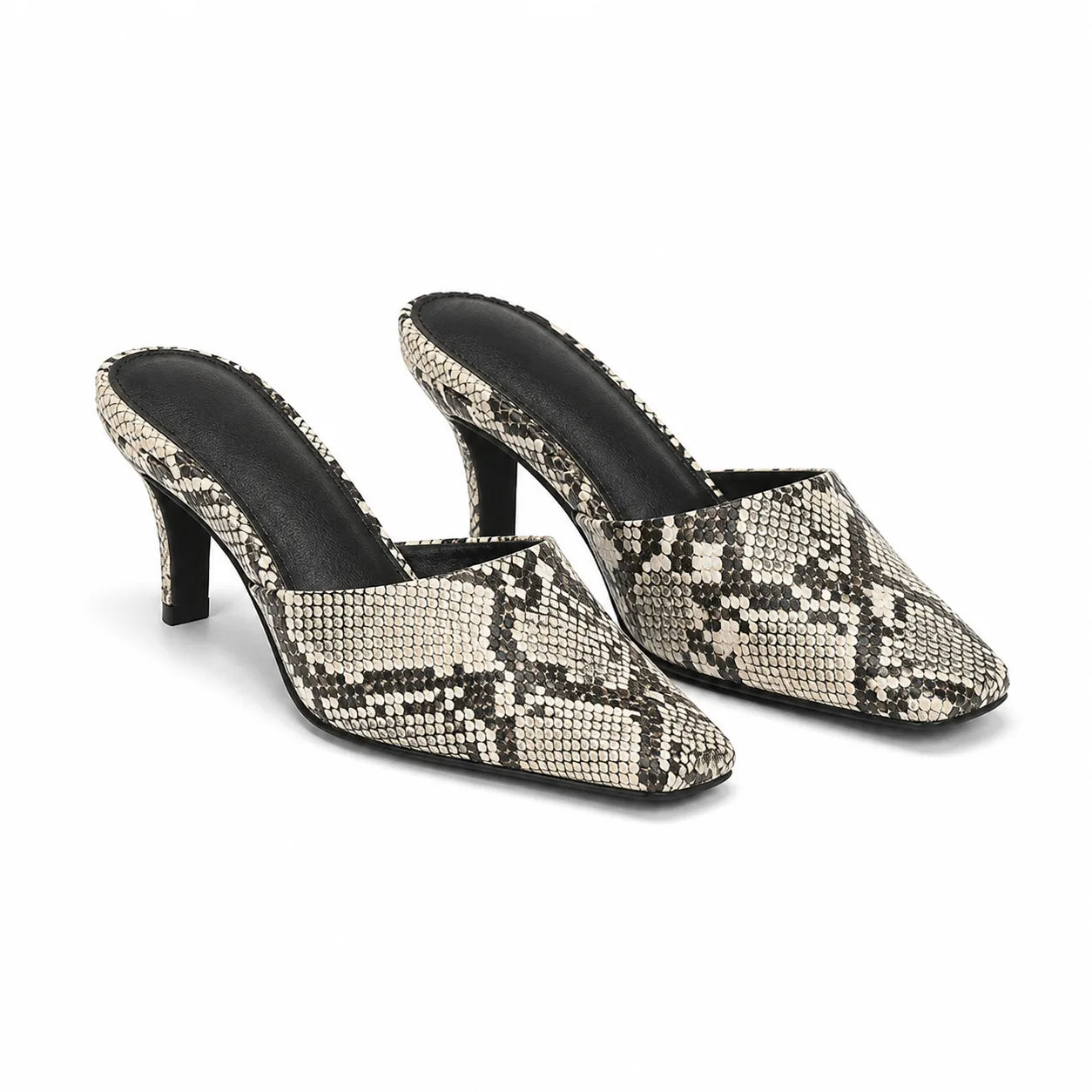 Snake Lucilla Suede Thin-Heel Mules