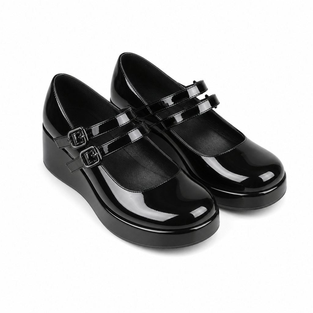 Deep Black Cornelia Leather Flats