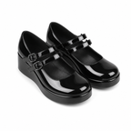 Deep Black Cornelia Leather Flats