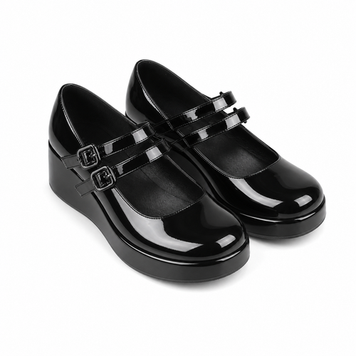 Deep Black Cornelia Leather Flats
