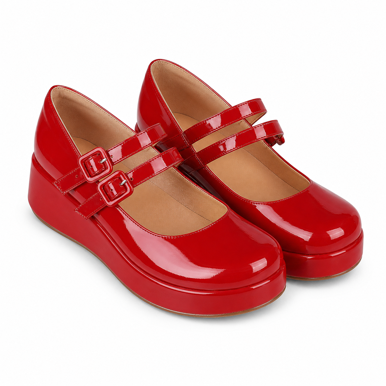 Deep Red Cornelia Leather Flats