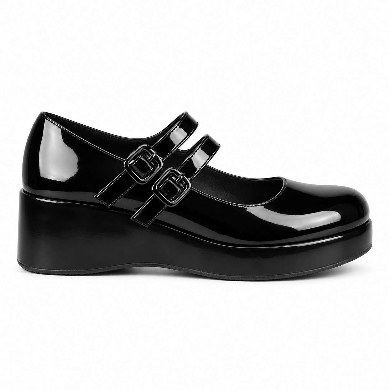 Deep Black Cornelia Leather Flats side view