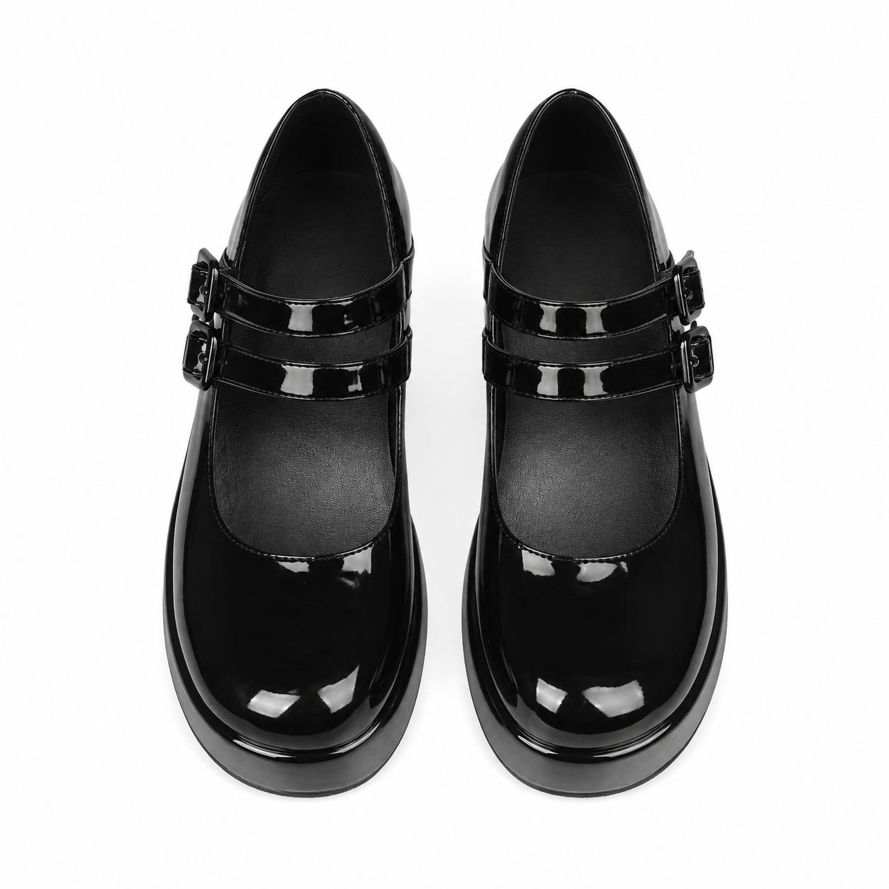 Deep Black Cornelia Leather Flats top view