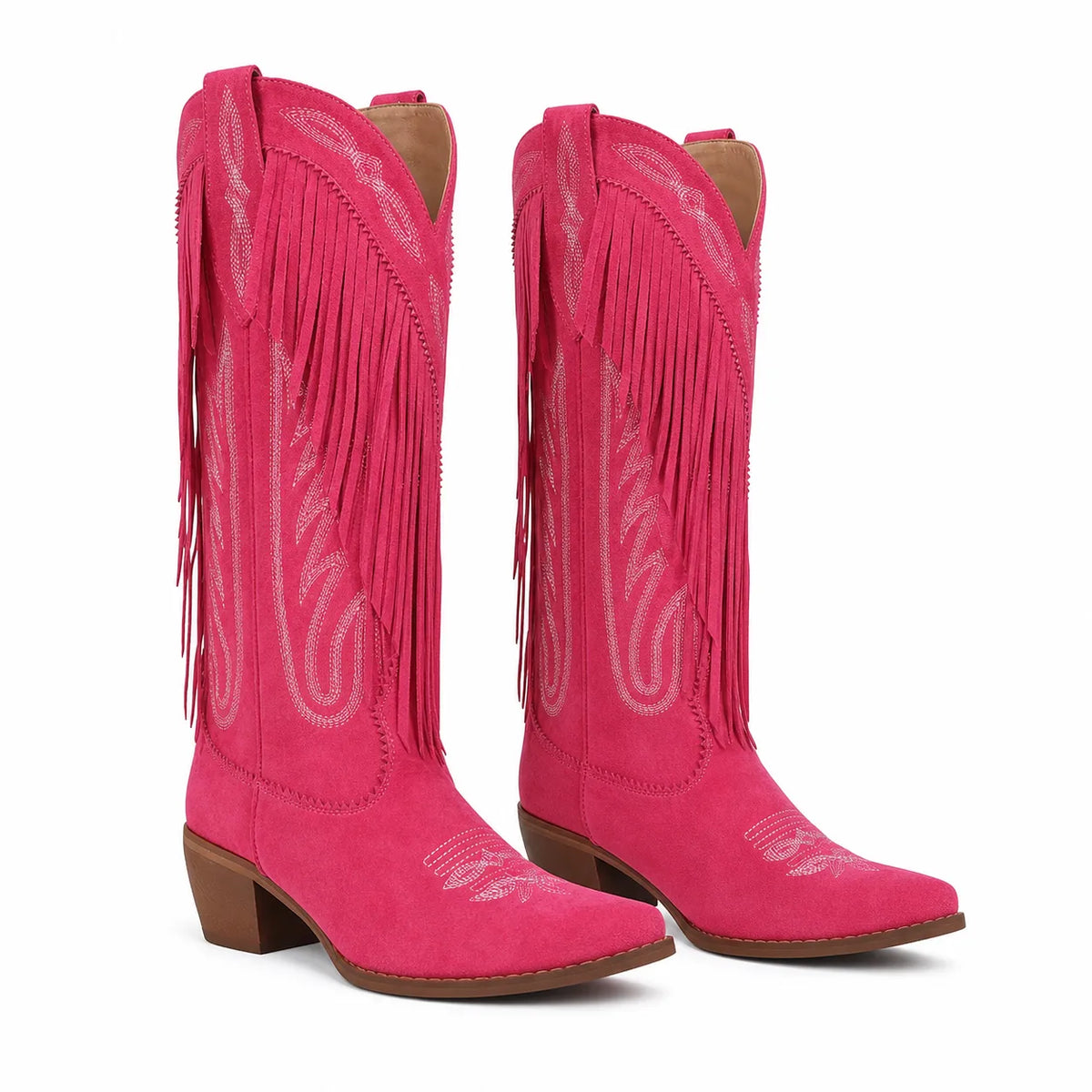 Rose Suede Castellina Fringe Boots