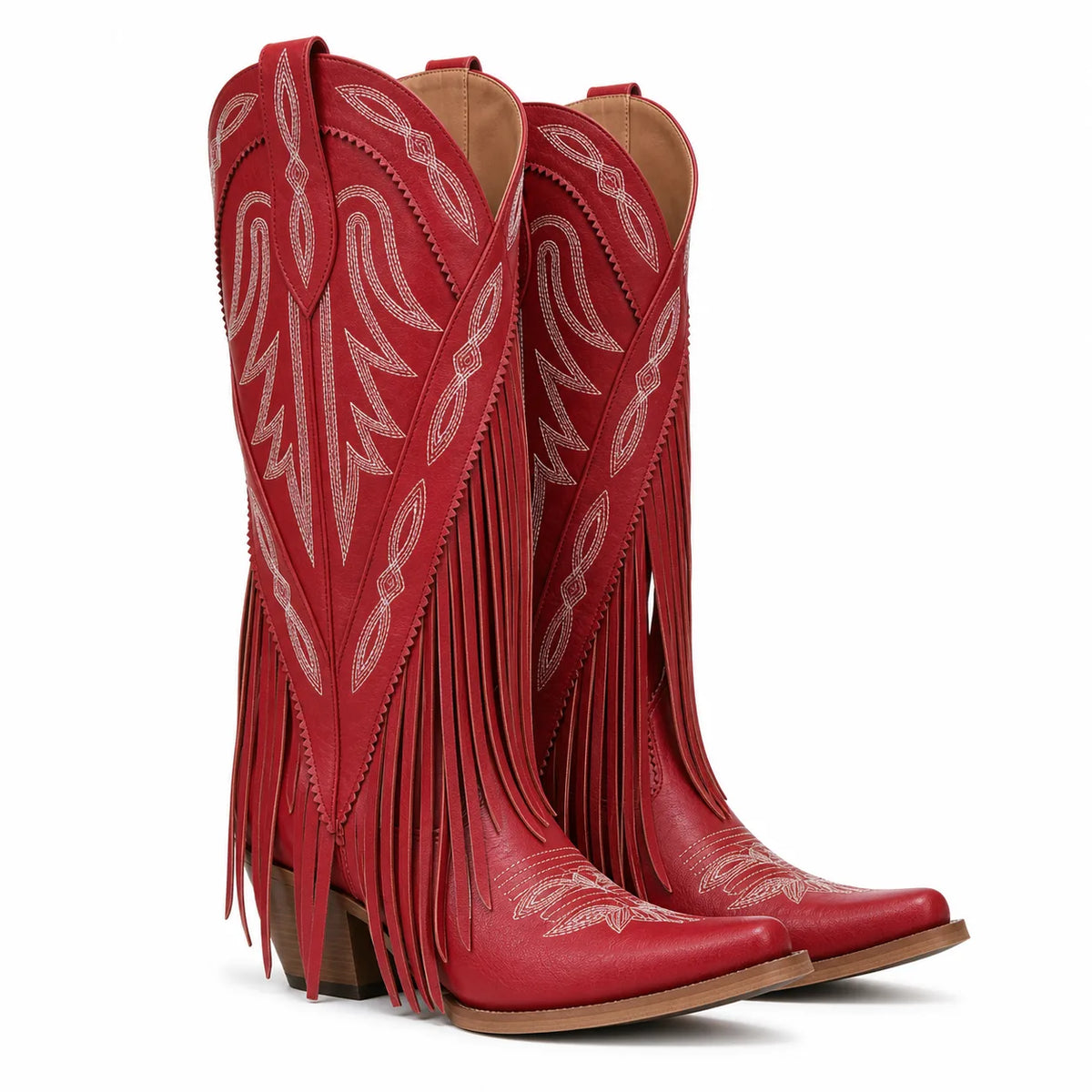 Deep Red Castellina Fringe Boots