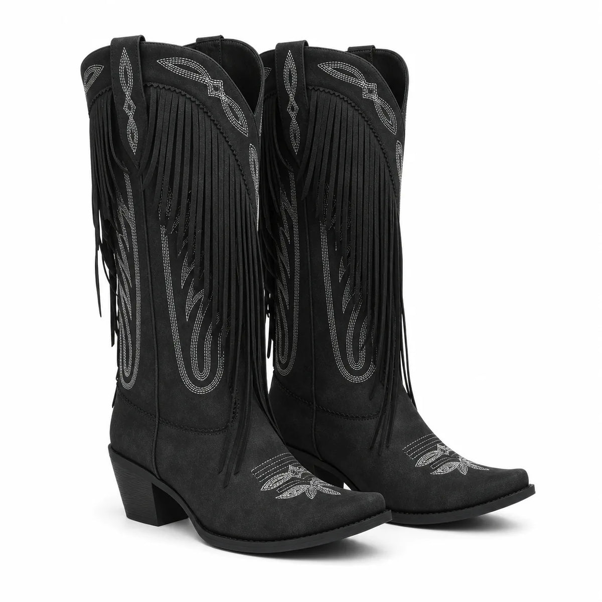 Black Nubuck Castellina Fringe Boots