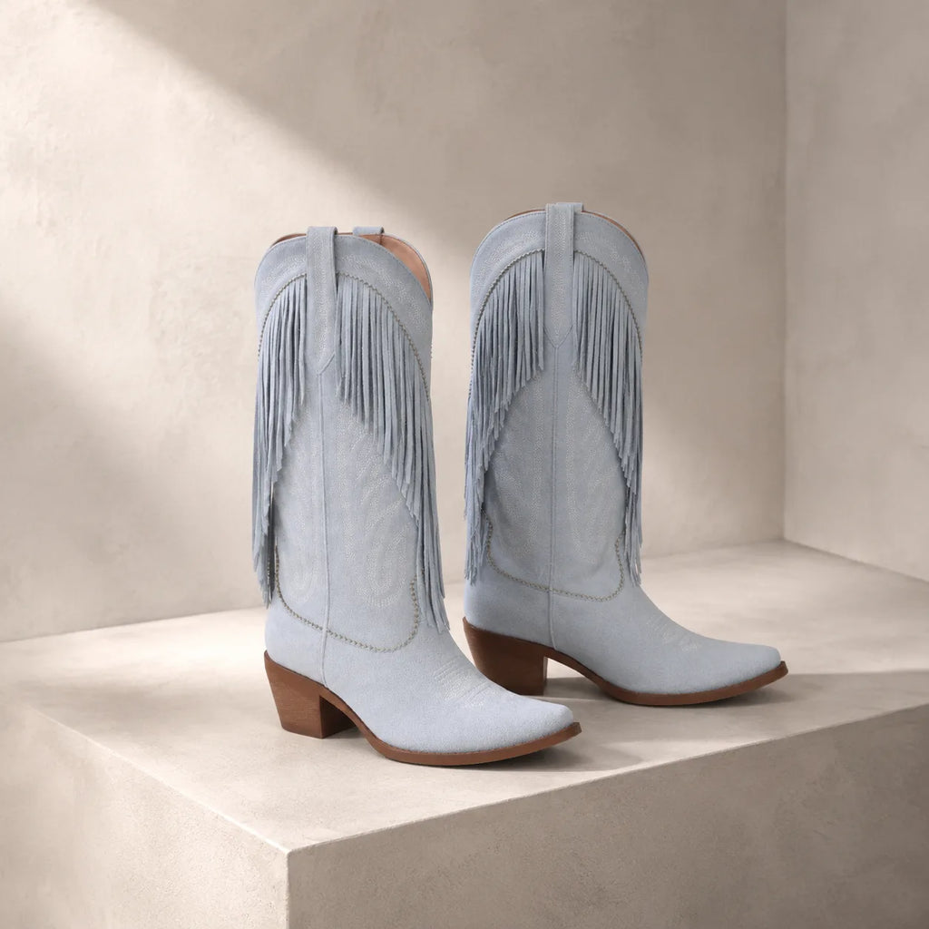 Hazy Sky Castellina Fringe Boots styled scene