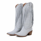 Hazy Sky Castellina Fringe Boots top view