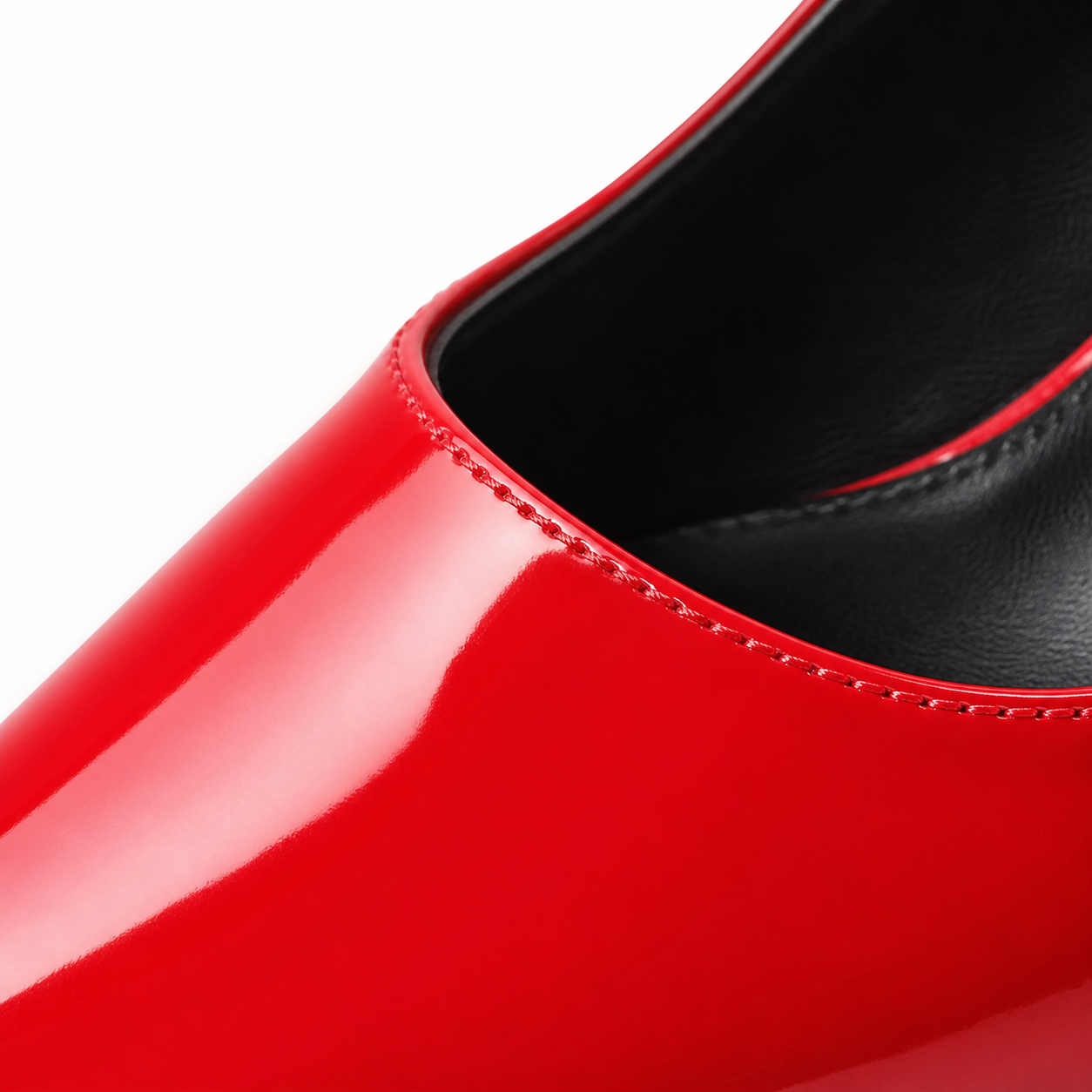 Deep Red Marcia Leather Stiletto Pumps close-up detail