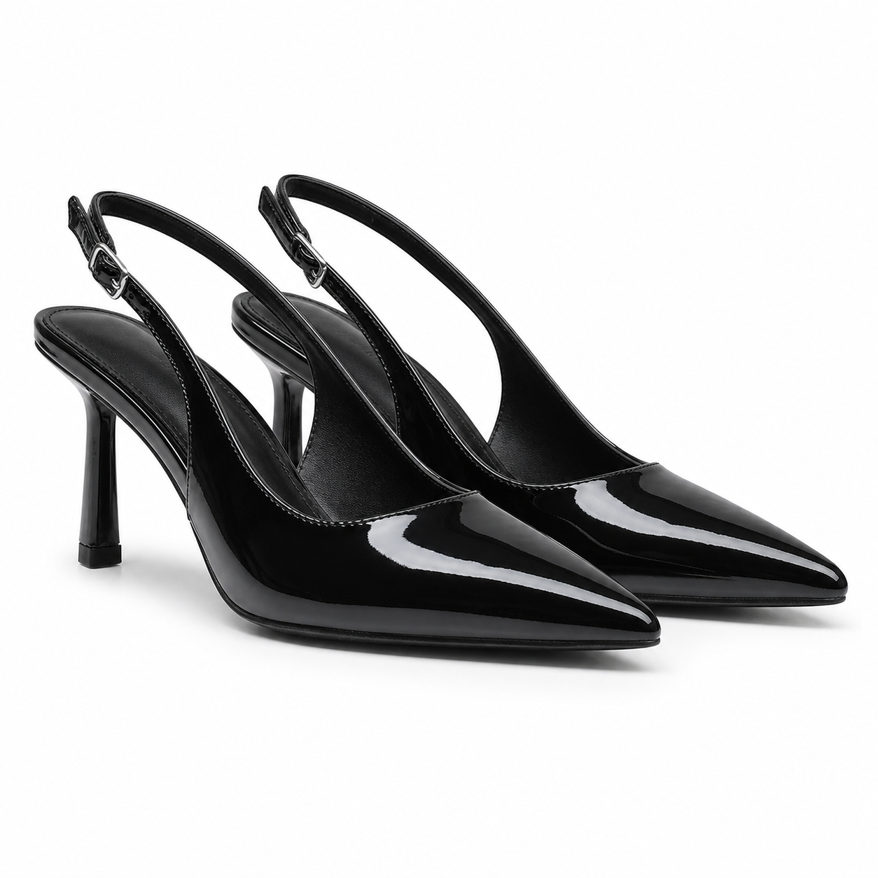 Deep Black Marcia Leather Stiletto Pumps
