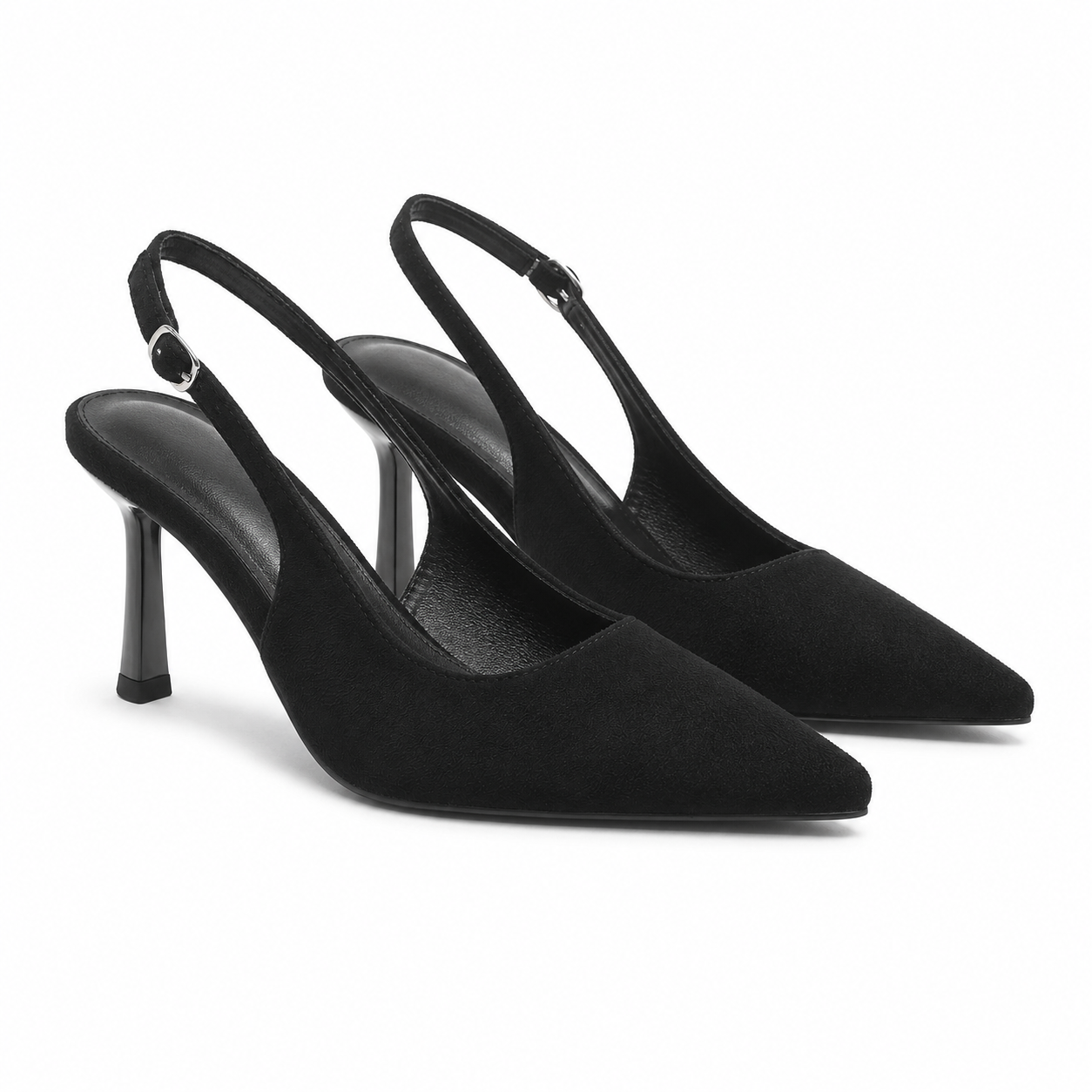 Black Suede Marcia Leather Stiletto Pumps