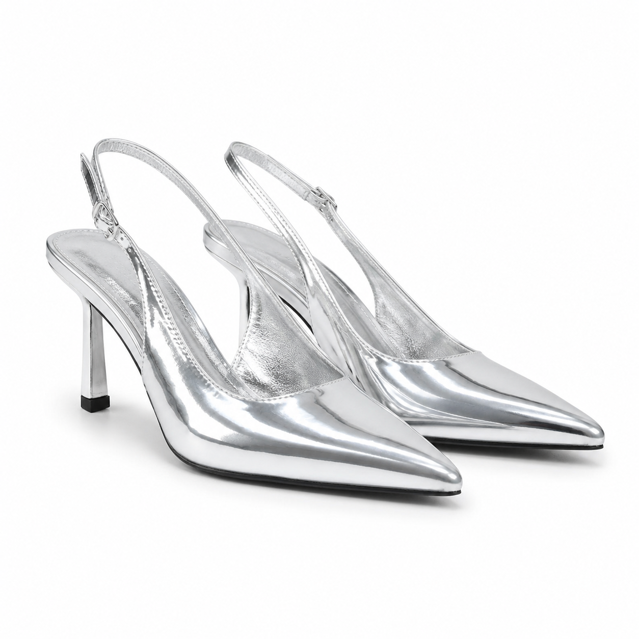 Soft Silver Marcia Leather Stiletto Pumps