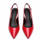 Deep Red Marcia Leather Stiletto Pumps top view