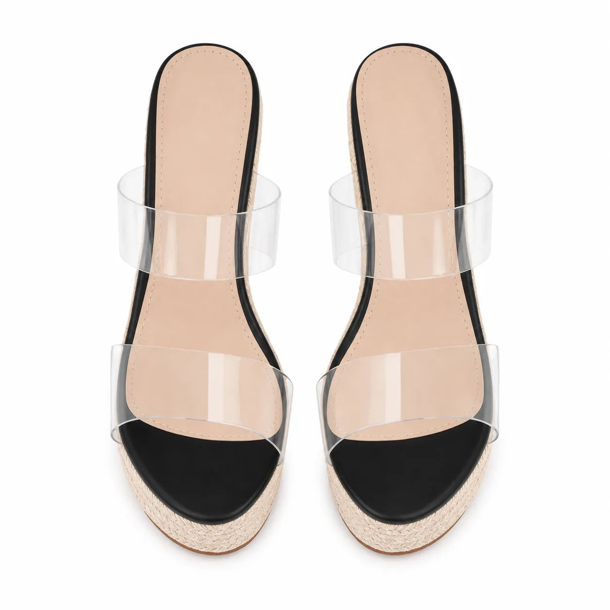 Deep Black Mina High-Heel Sandals top view
